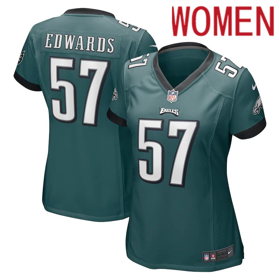 Women Philadelphia Eagles 57 T.J. Edwards Nike Midnight Green Game NFL Jersey